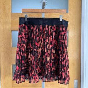 DKNY Women's Red and Black Skater Skirt